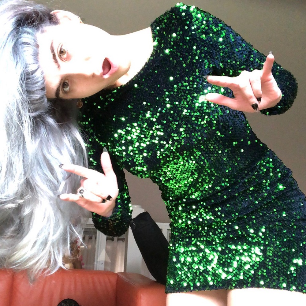 Motel Rocks green sequin “ gabby “ dress